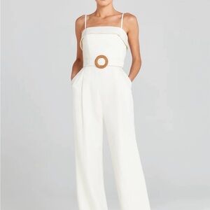 Designer White Jumpsuit with Belted Detail